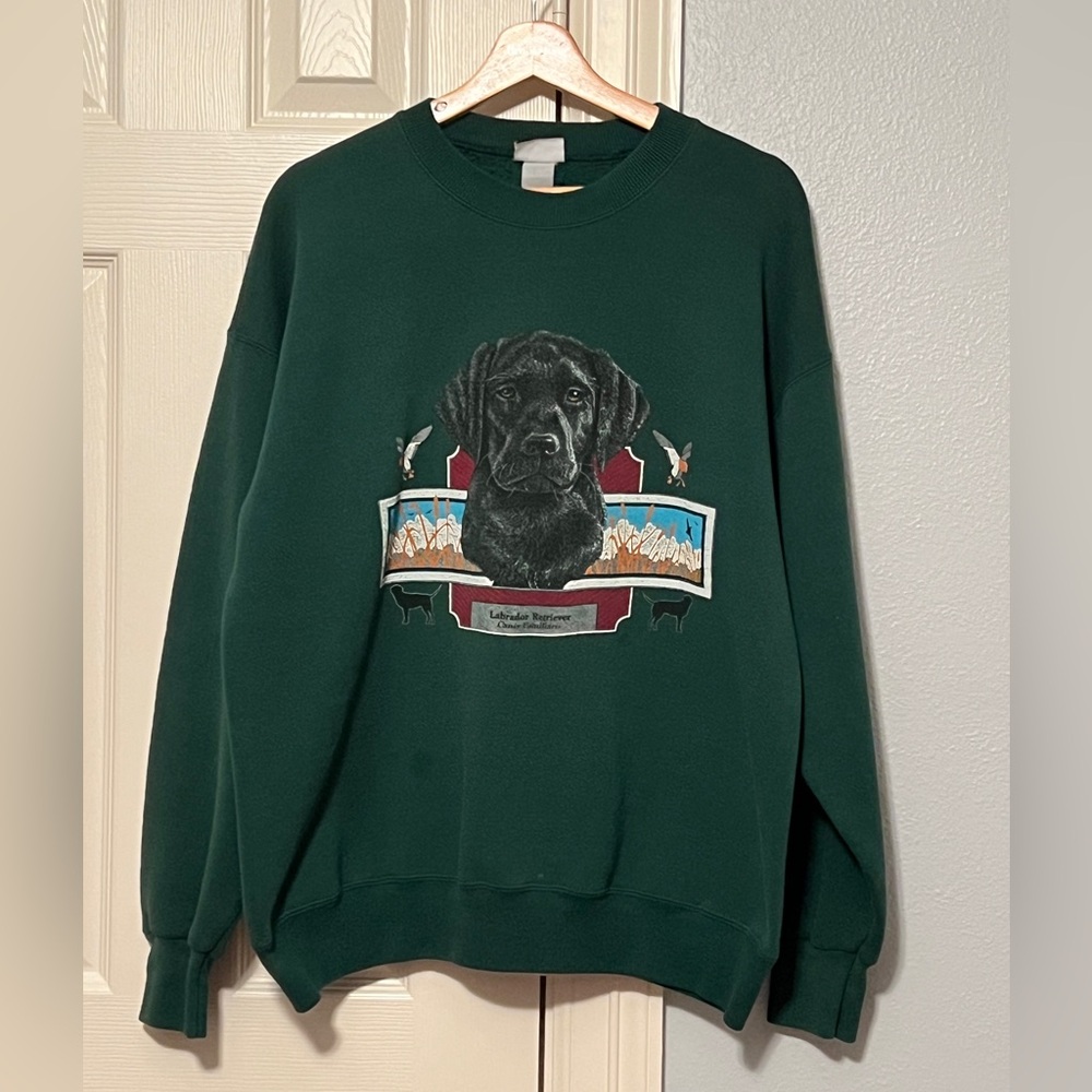 Vintage Green Labrador Retriever Crewneck Sweater